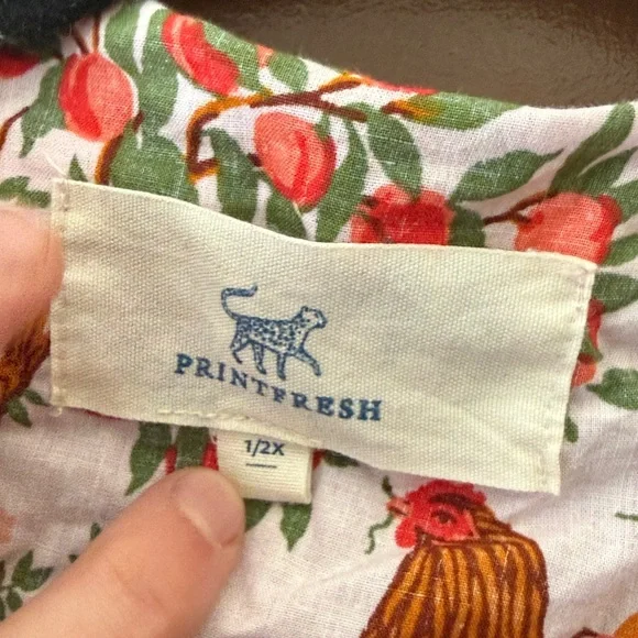 Anthropologie Printfresh Chicken Print Pink 100% Organic Cotton Robe - Picture 5 of 7